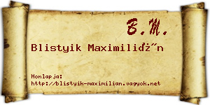 Blistyik Maximilián névjegykártya